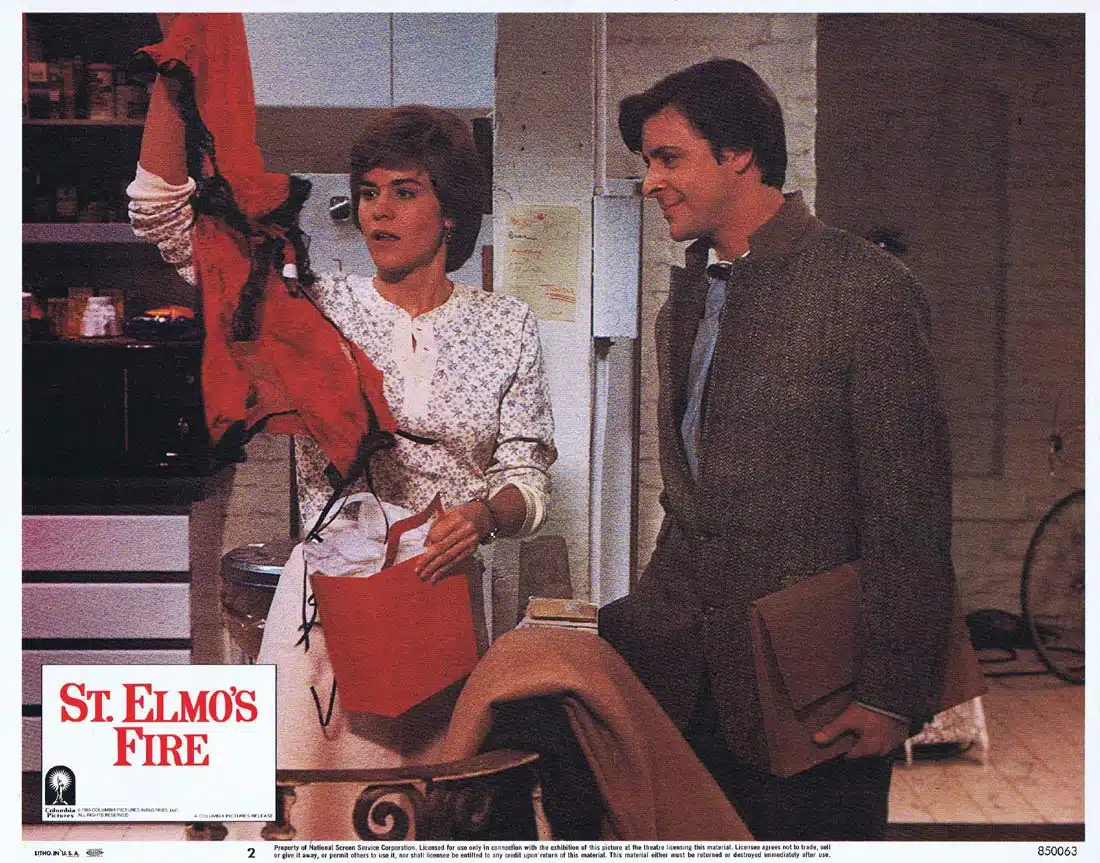 ST ELMO’S FIRE Original Lobby Card 2 Rob Lowe Demi Moore Emilio Estevez