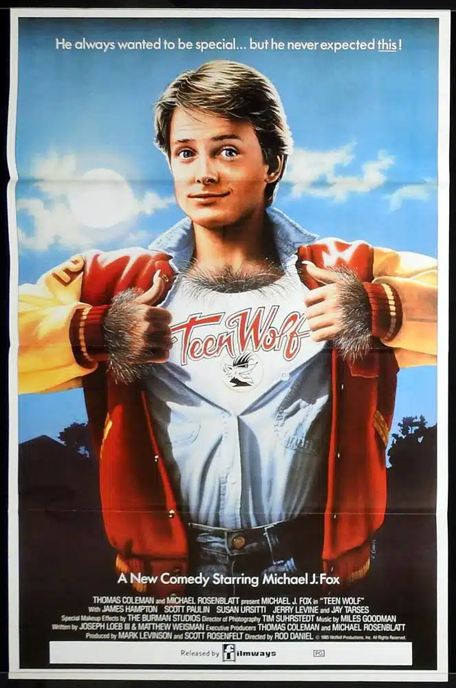 TEEN WOLF Original One Sheet Movie Poster Michael J. Fox Werewolf