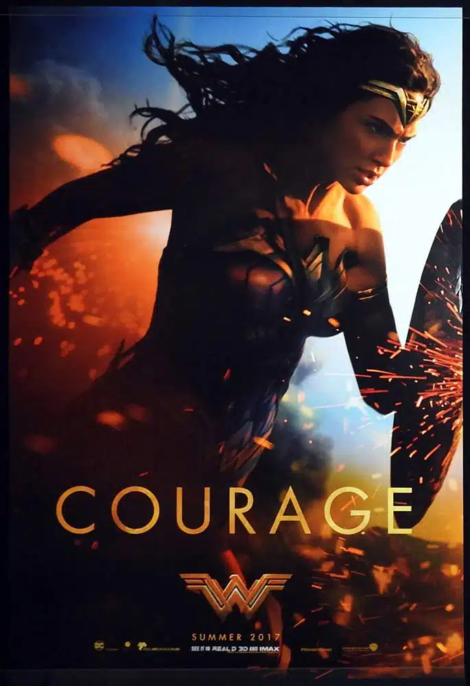 WONDER WOMAN Original ADV One Sheet Movie Poster Gal Gadot Robin Wright Courage