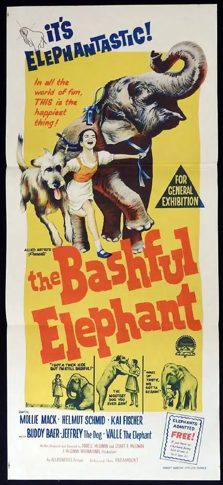 THE BASHFUL ELEPHANT Original Daybill Movie Poster Mollie Mack Helmut Schmid