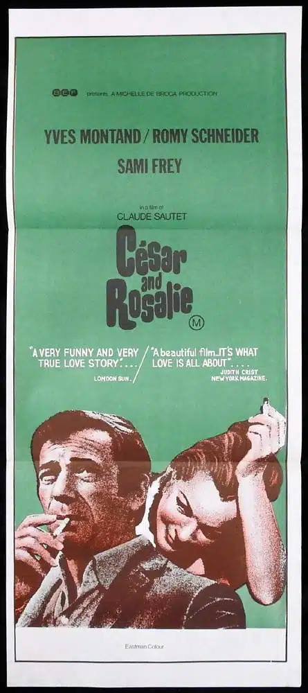 CESAR AND ROSALIE Original Daybill Movie Poster Yves Montand Romy Schneider