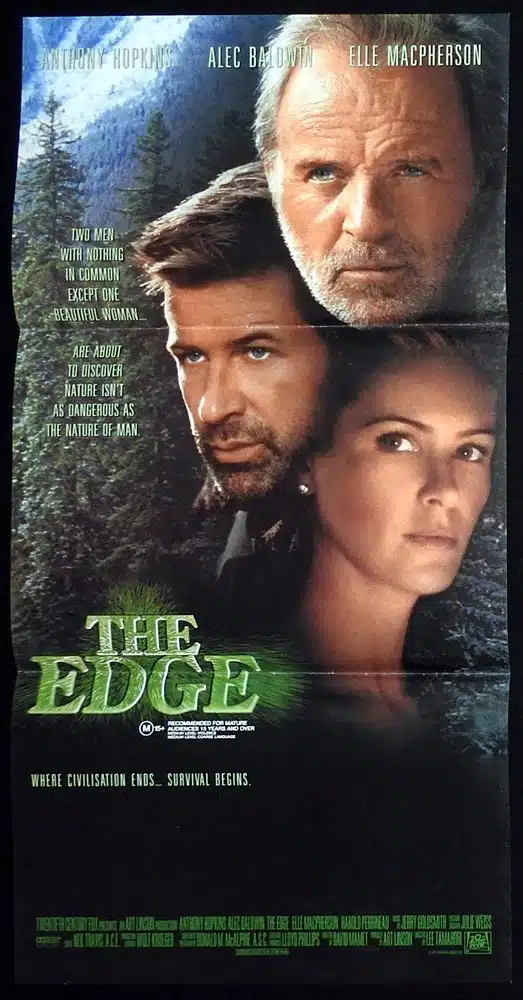 THE EDGE Original Daybill Movie Poster Anthony Hopkins Alec Baldwin Elle Macpherson