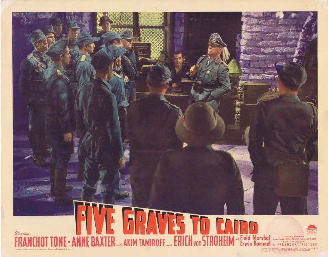 FIVE GRAVES TO CAIRO Original Lobby Card 3 Franchot Tone Anne Baxter Billy Wilder
