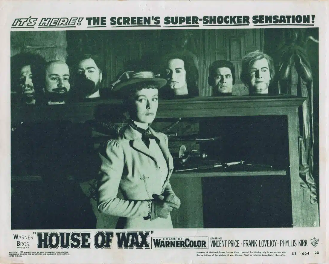 HOUSE OF WAX Original 2D Lobby Card 3 Vincent Price 1953 Horror