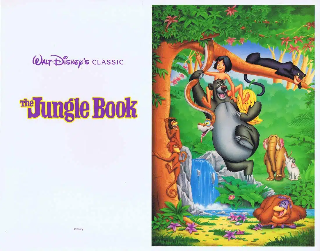 THE JUNGLE BOOK Original 1990r Title Lobby Card Phil Harris Sebastian Cabot Disney