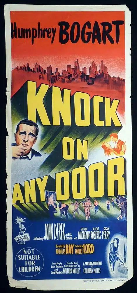 KNOCK ON ANY DOOR Original Daybill Movie Poster Humphrey Bogart George Macready Film Noir
