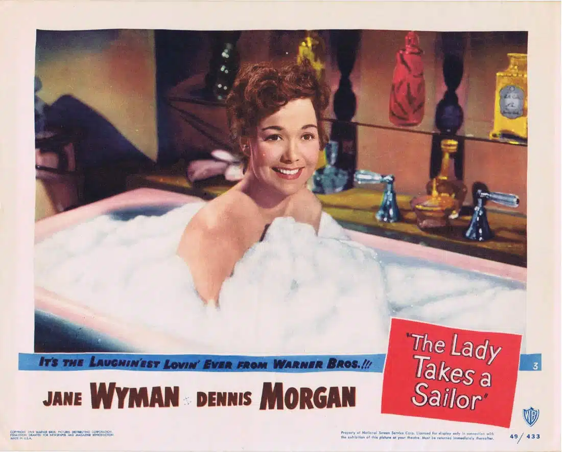 THE LADY TAKES A SAILOR Original Lobby Card 3 Jane Wyman Dennis Morgan