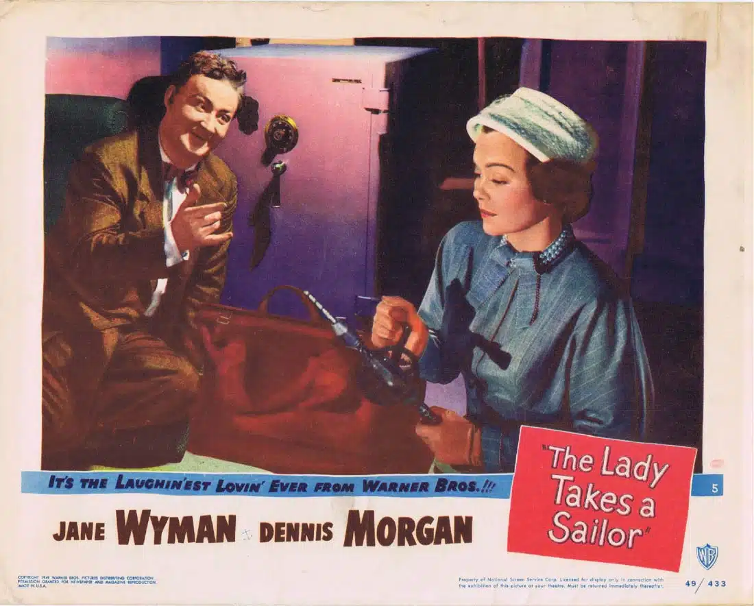 THE LADY TAKES A SAILOR Original Lobby Card 5 Jane Wyman Dennis Morgan