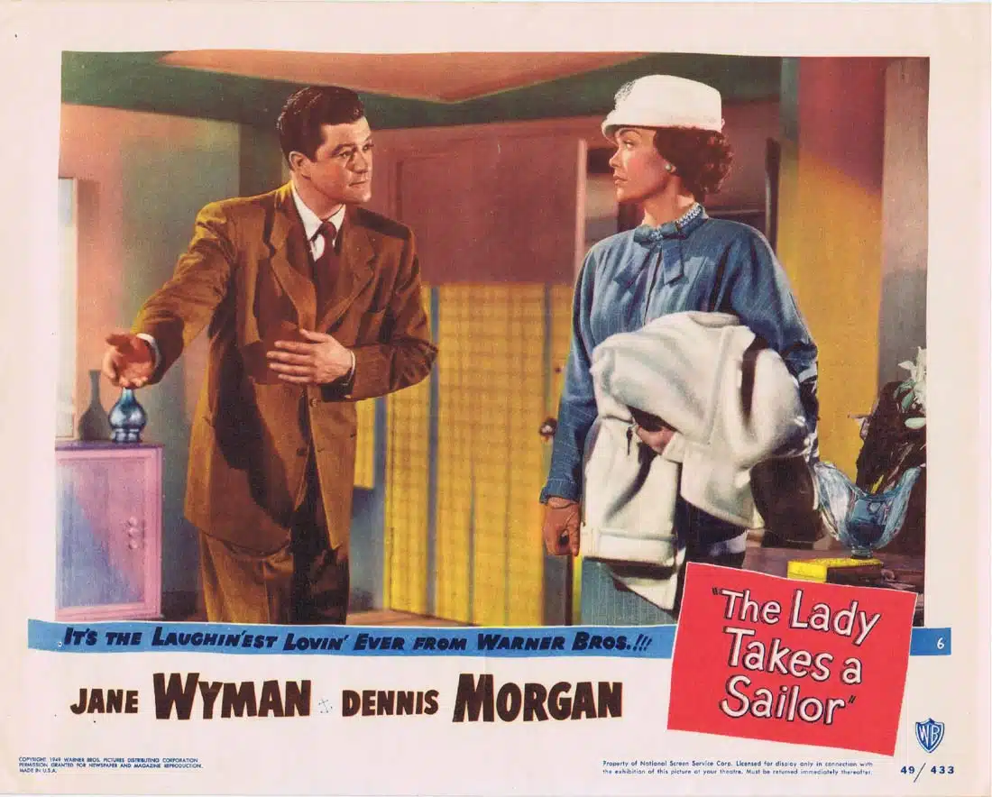 THE LADY TAKES A SAILOR Original Lobby Card 6 Jane Wyman Dennis Morgan