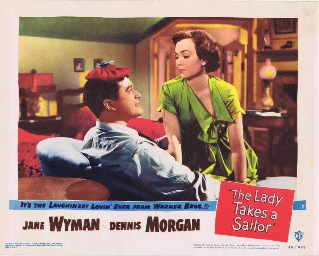THE LADY TAKES A SAILOR Original Lobby Card 7 Jane Wyman Dennis Morgan
