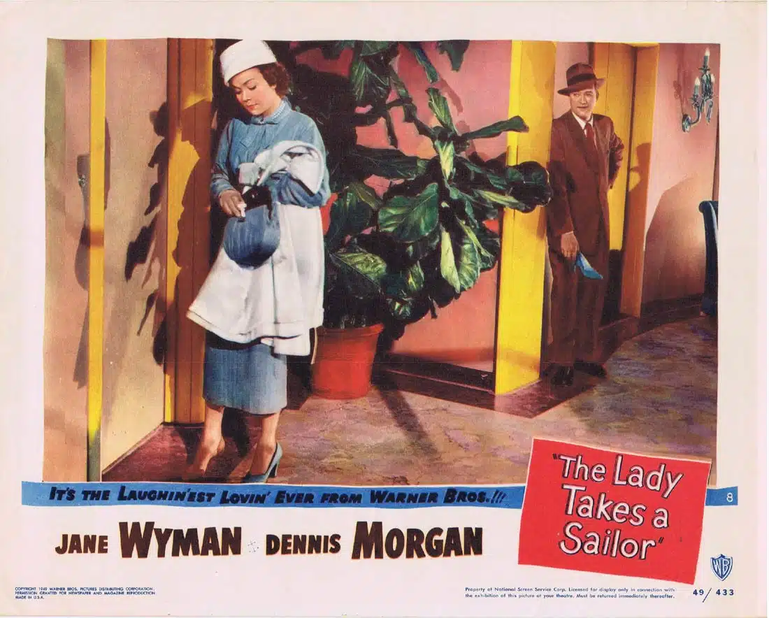 THE LADY TAKES A SAILOR Original Lobby Card 8 Jane Wyman Dennis Morgan