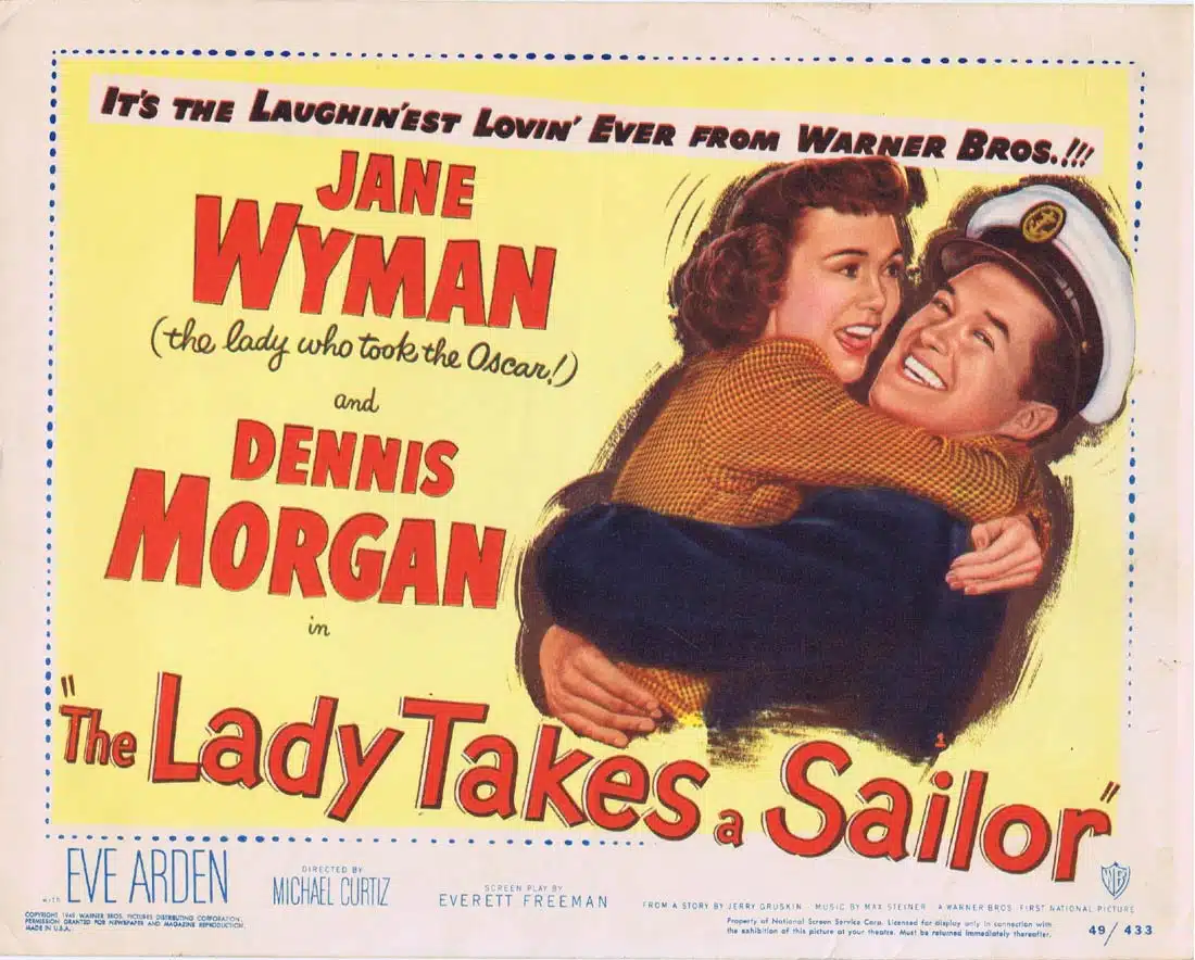 THE LADY TAKES A SAILOR Original Title Lobby Card Jane Wyman Dennis Morgan