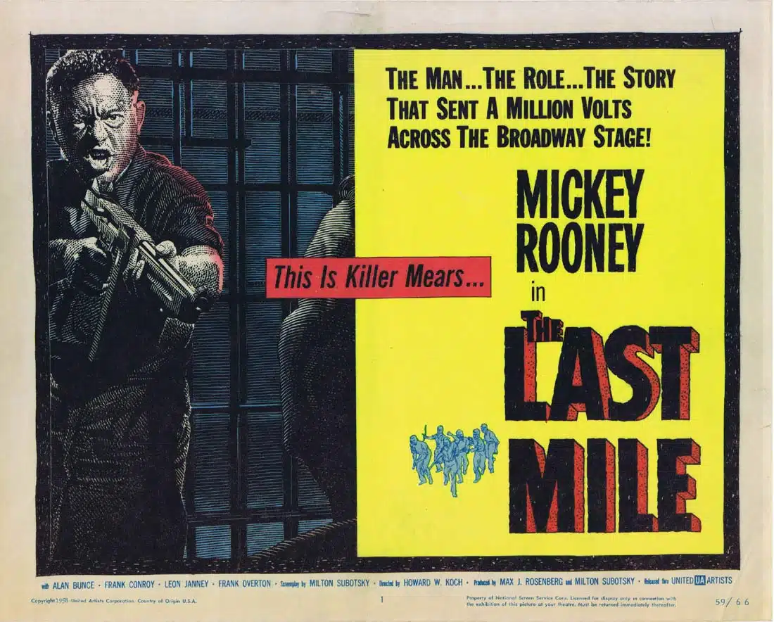 THE LAST MILE Original Title Lobby Card Mickey Rooney Frank Overton