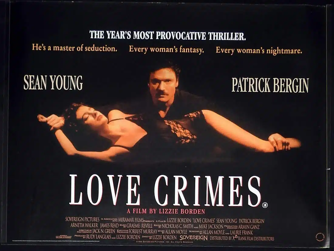 LOVE CRIMES Original ROLLED British Quad Movie Poster Sean Young Patrick Bergin