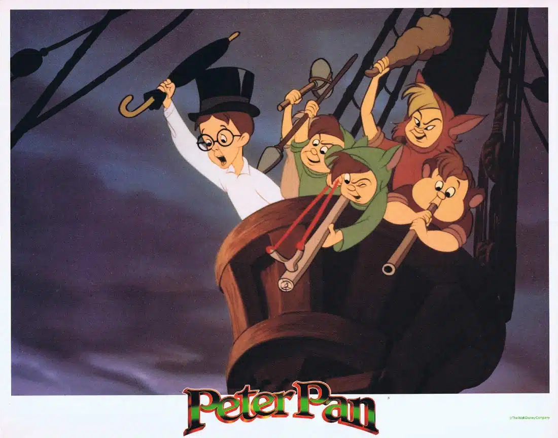 PETER PAN Original 1989r Lobby Card 3 Disney Bobby Driscoll Kathryn Beaumont