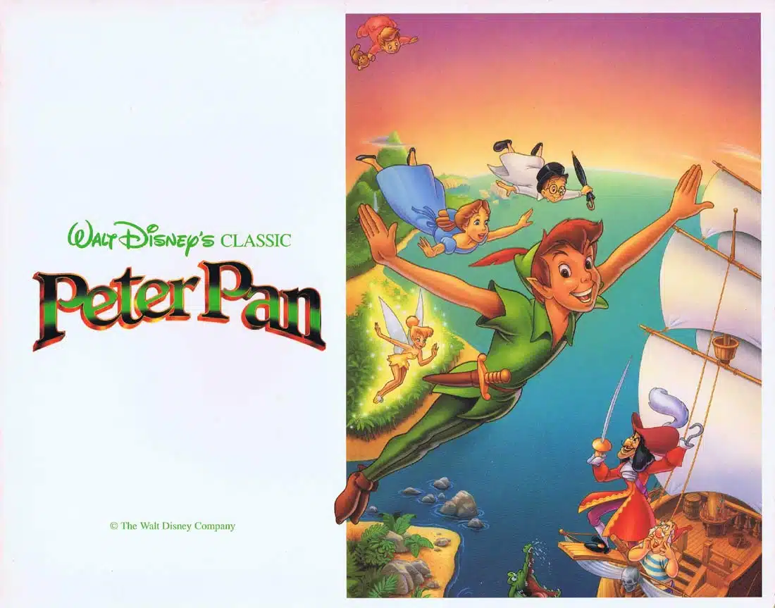 PETER PAN Original 1989r Title Lobby Card Disney Bobby Driscoll Kathryn Beaumont