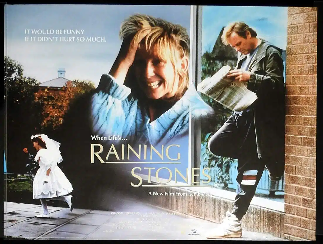 RAINING STONES Original ROLLED British Quad Movie Poster Ken Loach Bruce Jones