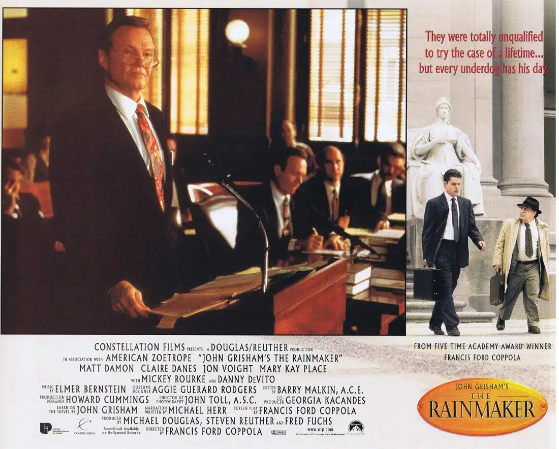 THE RAINMAKER Original Lobby Card 5 Matt Damon Danny DeVito Claire Danes