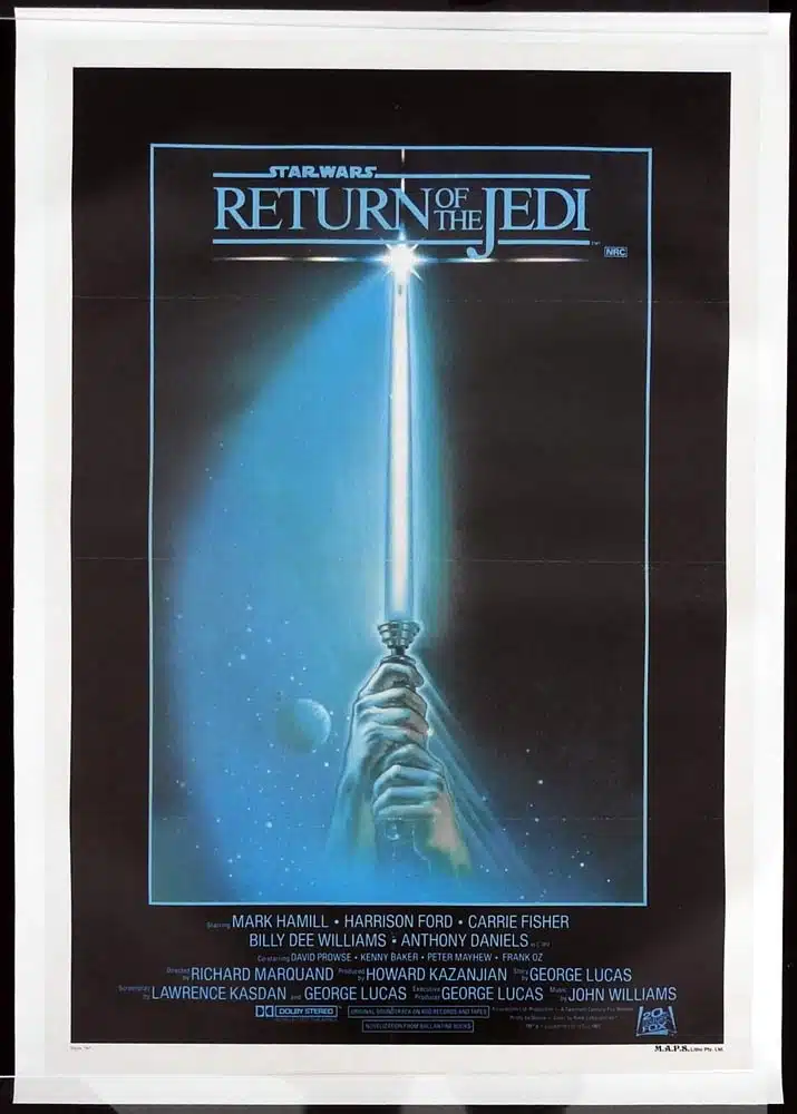 RETURN OF THE JEDI Star Wars Original LINEN BACKED One sheet Movie poster Sabre