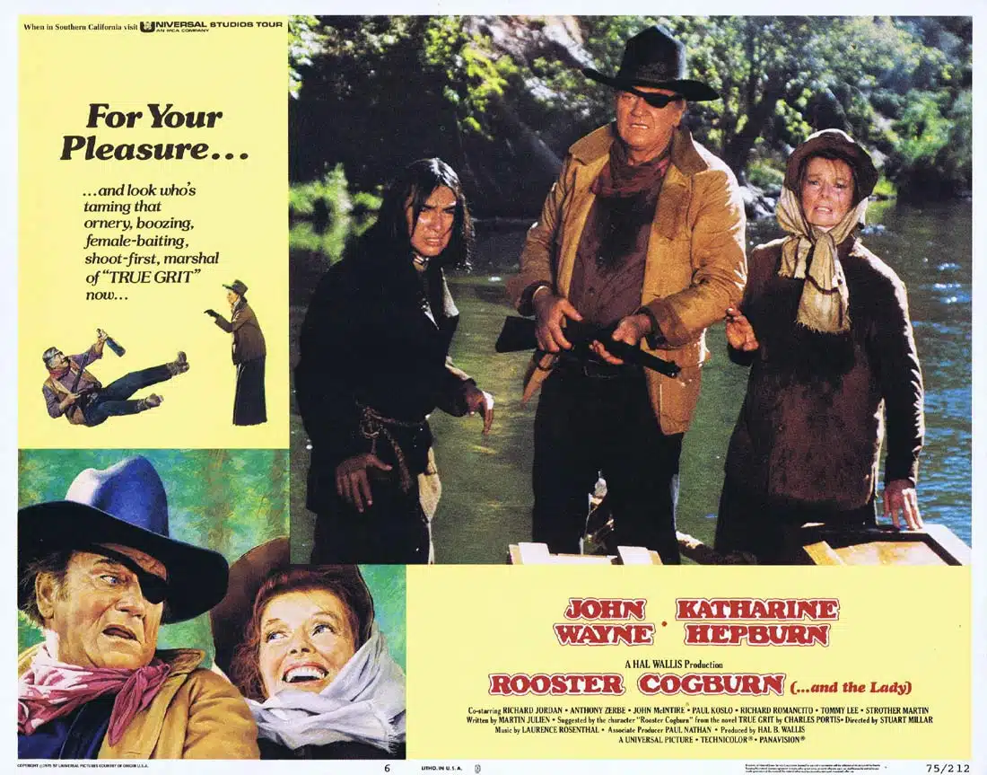 ROOSTER COGBURN Original Lobby Card Disney 6 John Wayne Katharine Hepburn