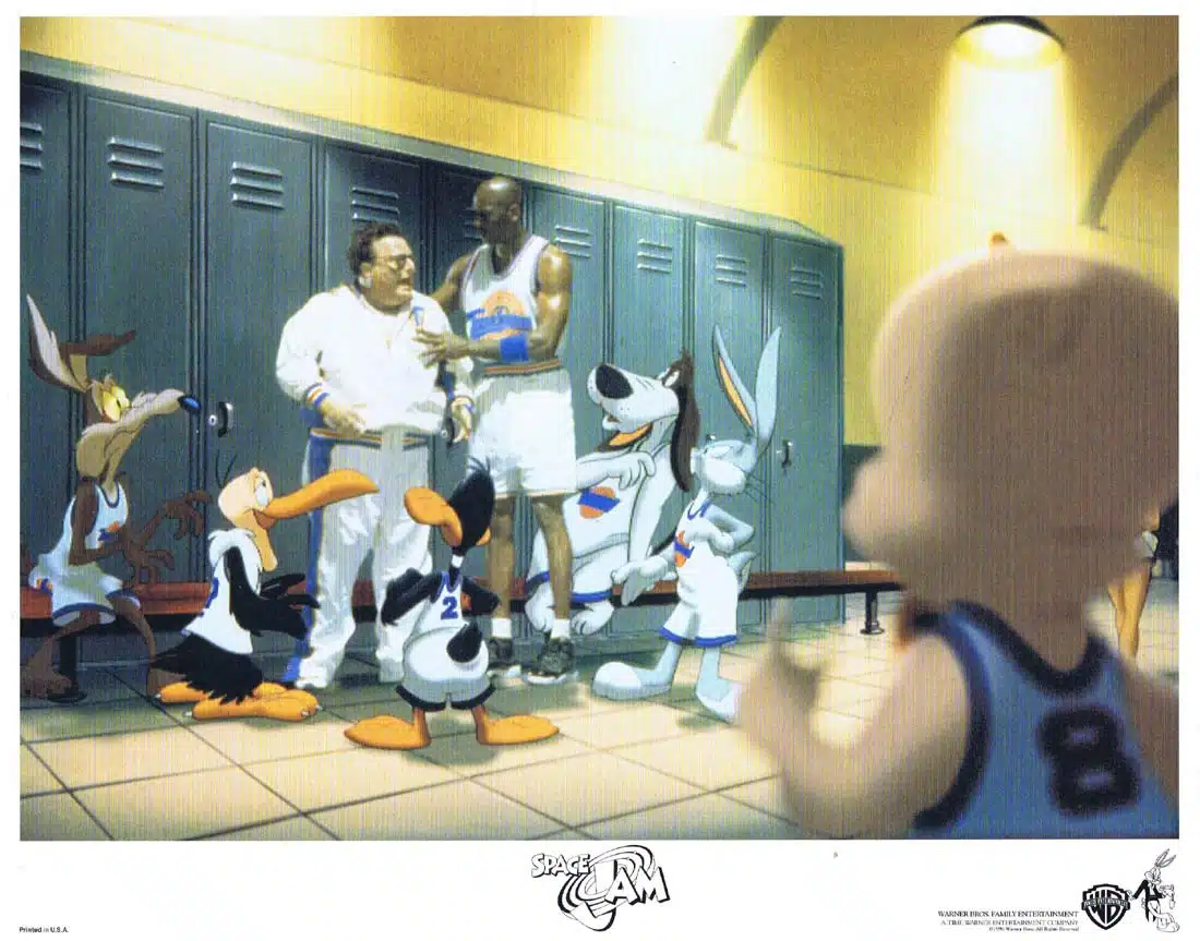 SPACE JAM Original Lobby Card 4 Michael Jordan Bugs Bunny Wayne Knight Danny DeVito
