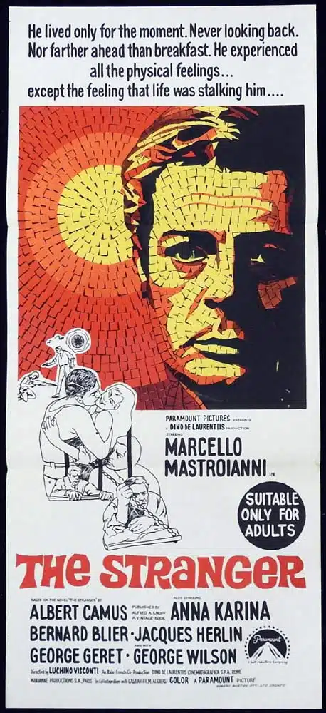 THE STRANGER Original Daybill Movie Poster Marcello Mastroianni Anna Karina