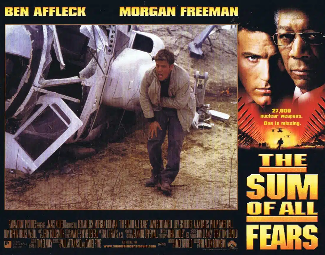 THE SUM OF ALL FEARS Original Lobby Card 1 Ben Affleck Morgan Freeman