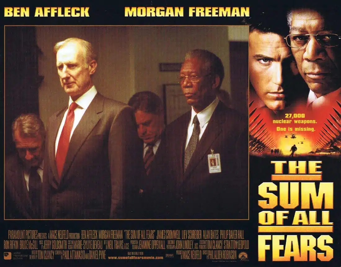 THE SUM OF ALL FEARS Original Lobby Card 2 Ben Affleck Morgan Freeman