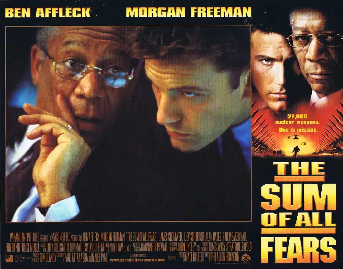 THE SUM OF ALL FEARS Original Lobby Card 3 Ben Affleck Morgan Freeman