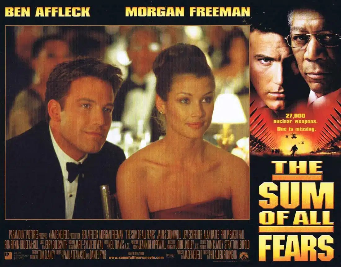 THE SUM OF ALL FEARS Original Lobby Card 5 Ben Affleck Morgan Freeman