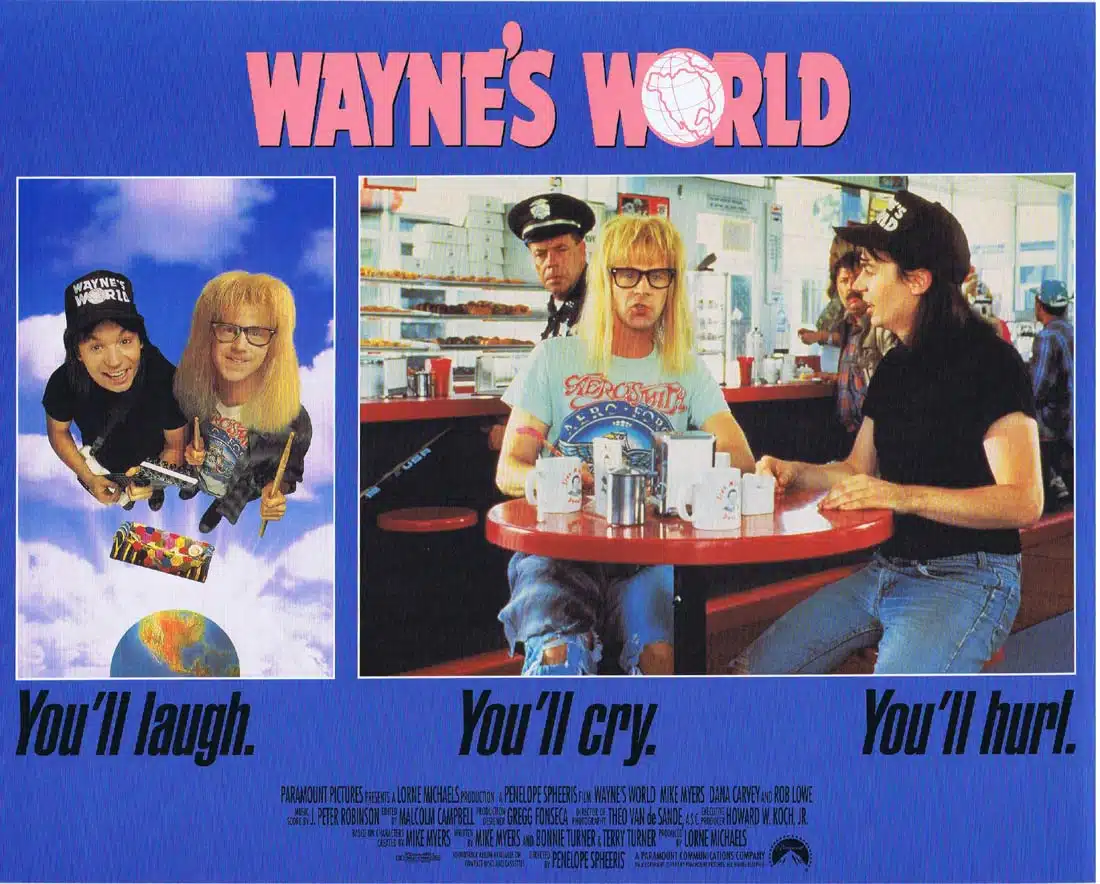 WAYNE’S WORLD Original Lobby Card 3 Mike Myers Dana Carvey Rob Lowe