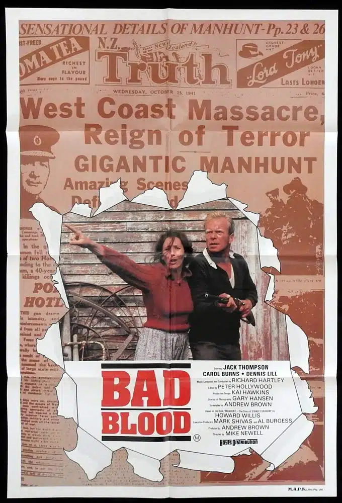 BAD BLOOD Original Australian One Sheet Movie Poster Jack Thompson Carol Burns