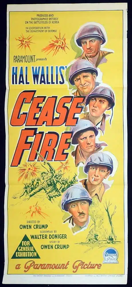 CEASE FIRE Original Daybill Movie Poster Owen Crump Richardson Studio art