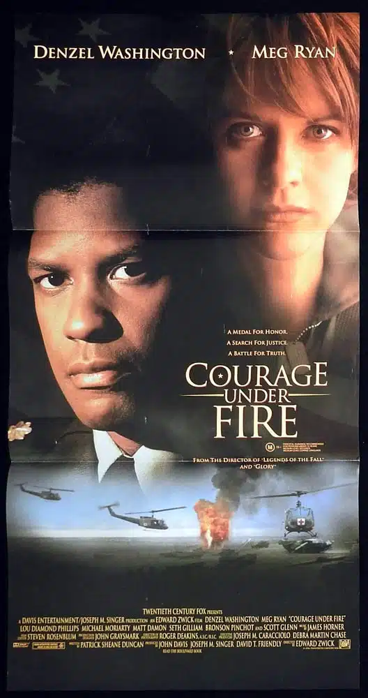 COURAGE UNDER FIRE Original Daybill Movie Poster Denzel Washington Meg Ryan Lou Diamond Phillips