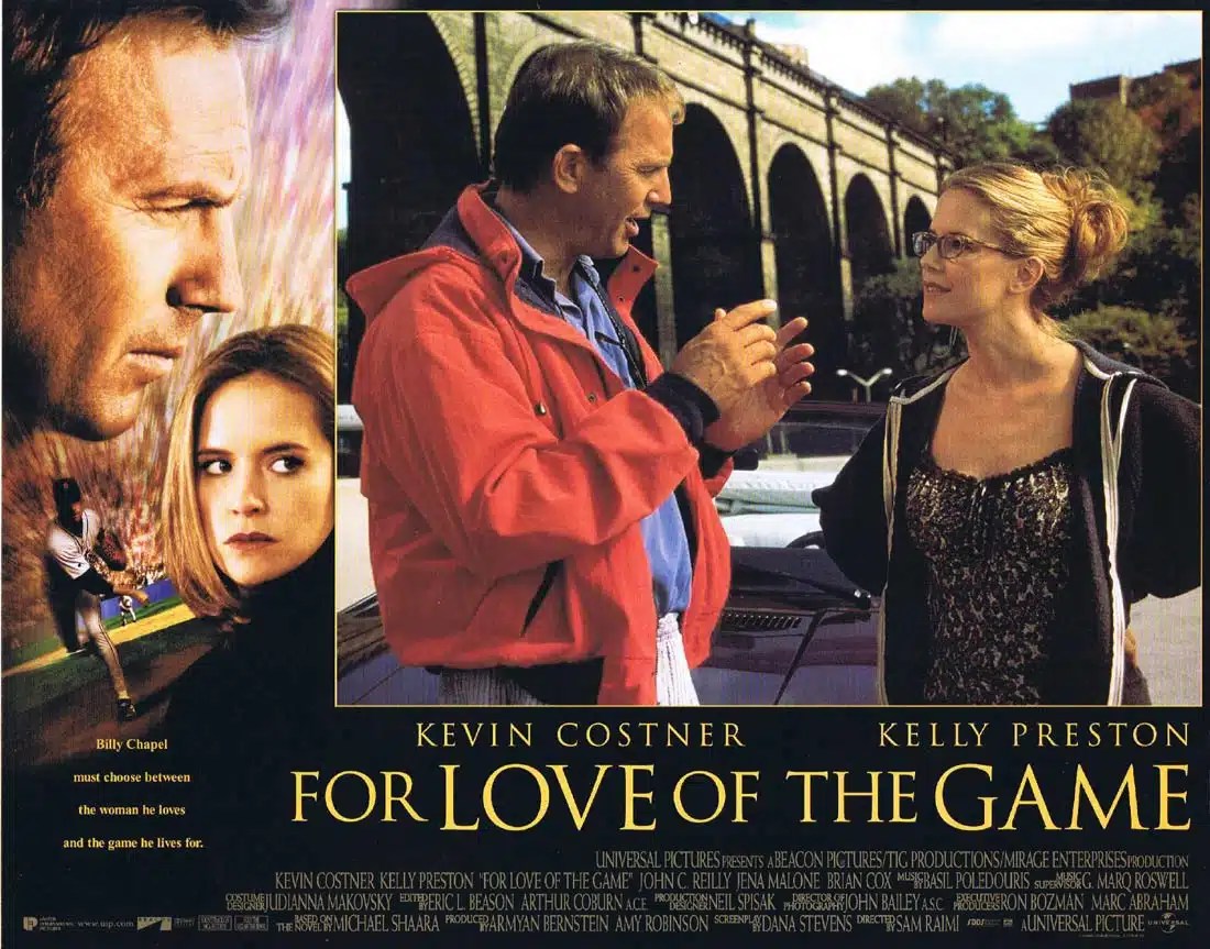 FOR LOVE OF THE GAME Original Lobby Card 4 Kevin Costner Kelly Preston Sam Raimi