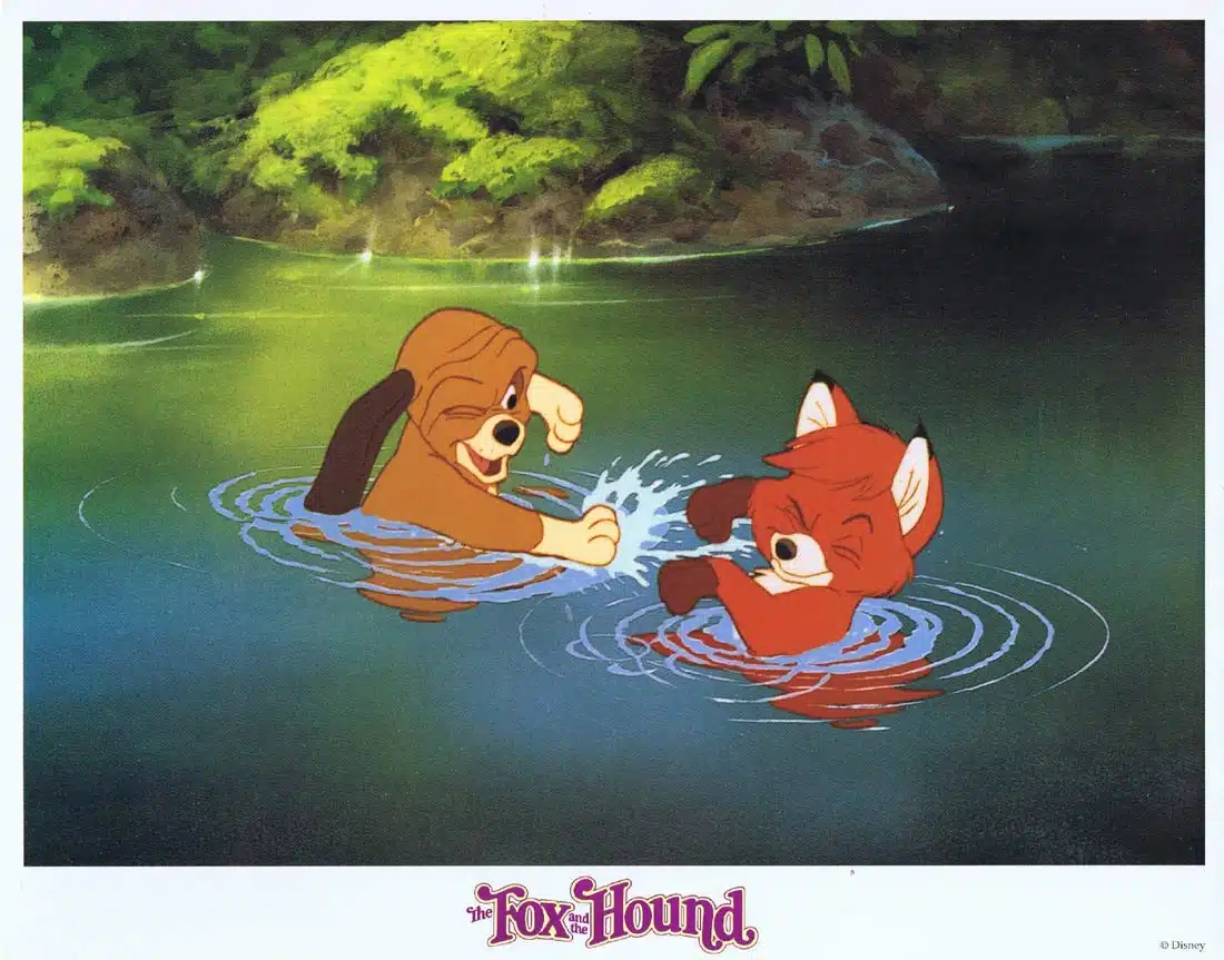 THE FOX AND THE HOUND Original Lobby Card 1 Mickey Rooney Kurt Russell Disney