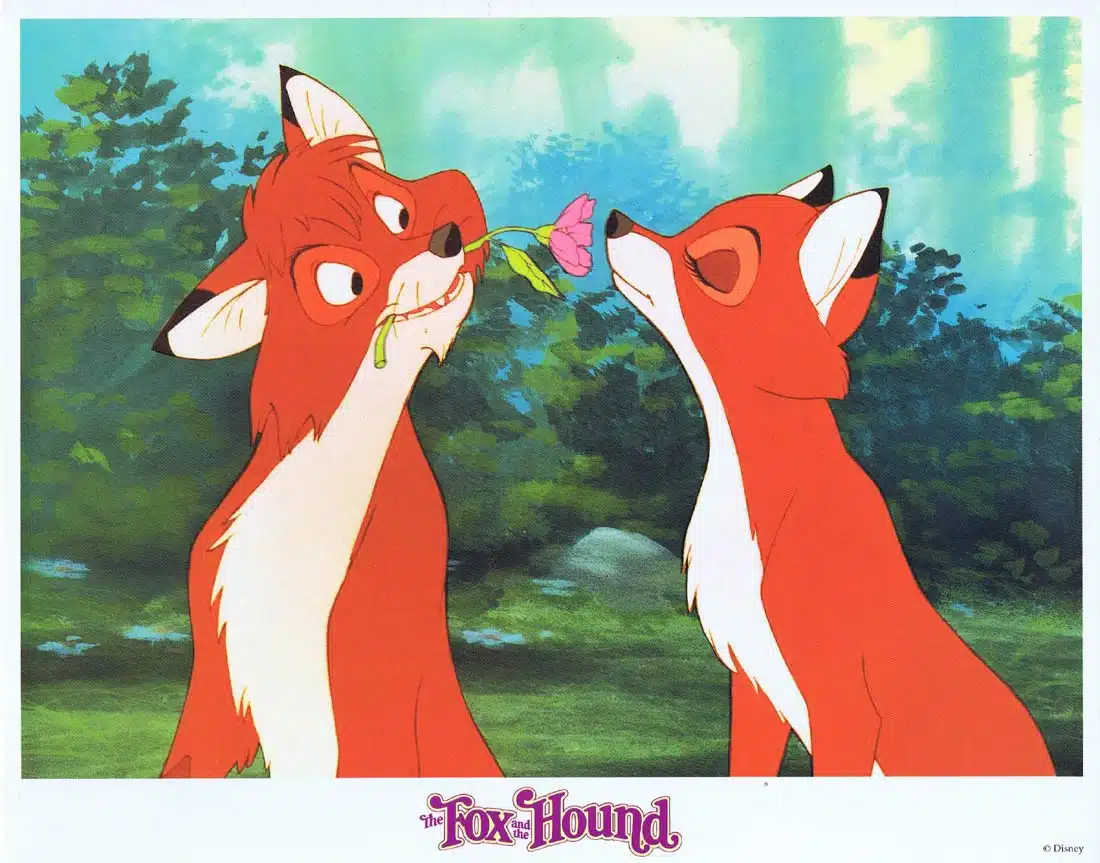 THE FOX AND THE HOUND Original Lobby Card 2 Mickey Rooney Kurt Russell Disney