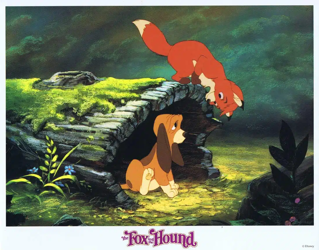 THE FOX AND THE HOUND Original Lobby Card 3 Mickey Rooney Kurt Russell Disney