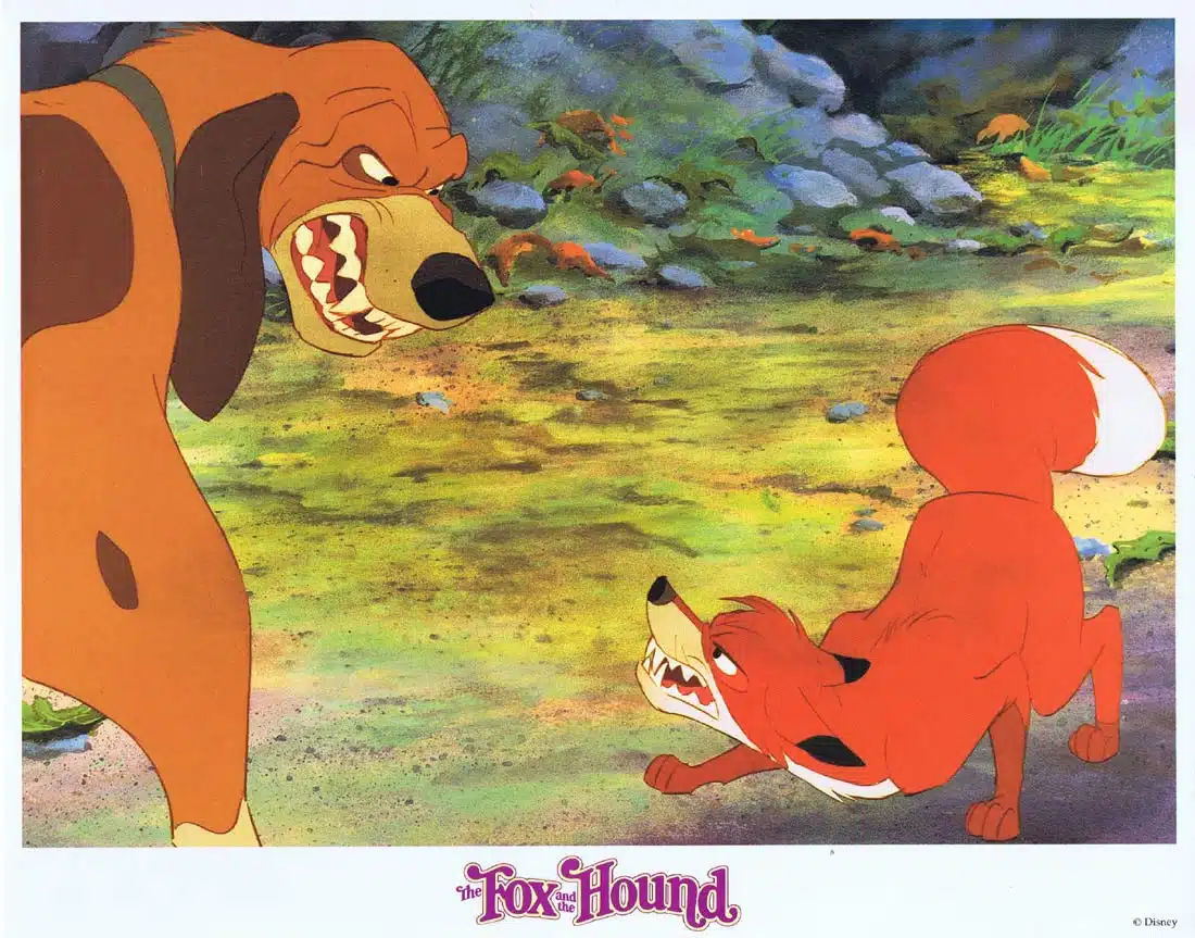THE FOX AND THE HOUND Original Lobby Card 4 Mickey Rooney Kurt Russell Disney