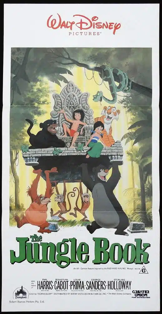 JUNGLE BOOK Original 1986r Daybill Movie Poster Disney Kipling