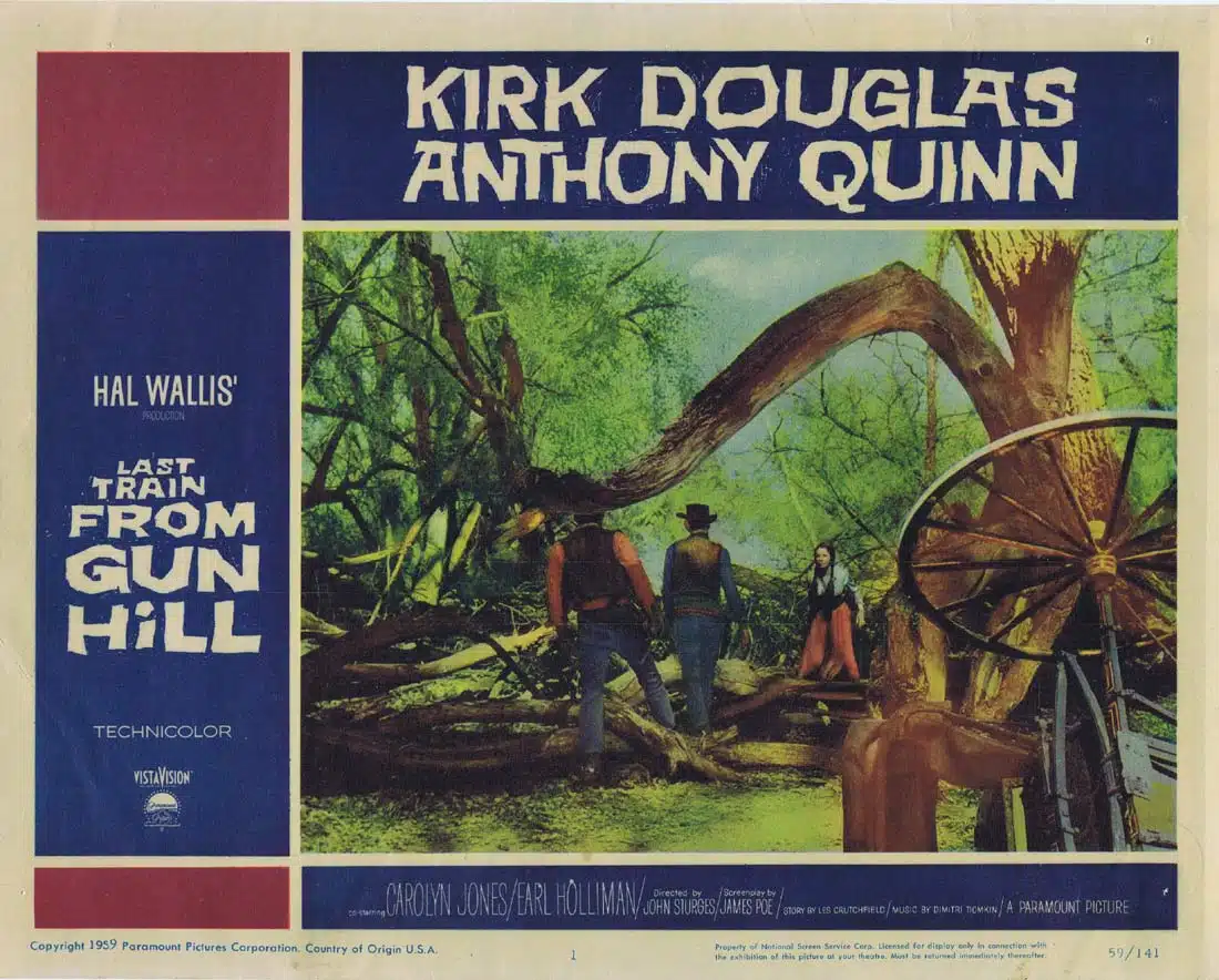 THE LAST TRAIN FROM GUN HILL Original Lobby Card 1 Kirk Douglas Anthony Quinn