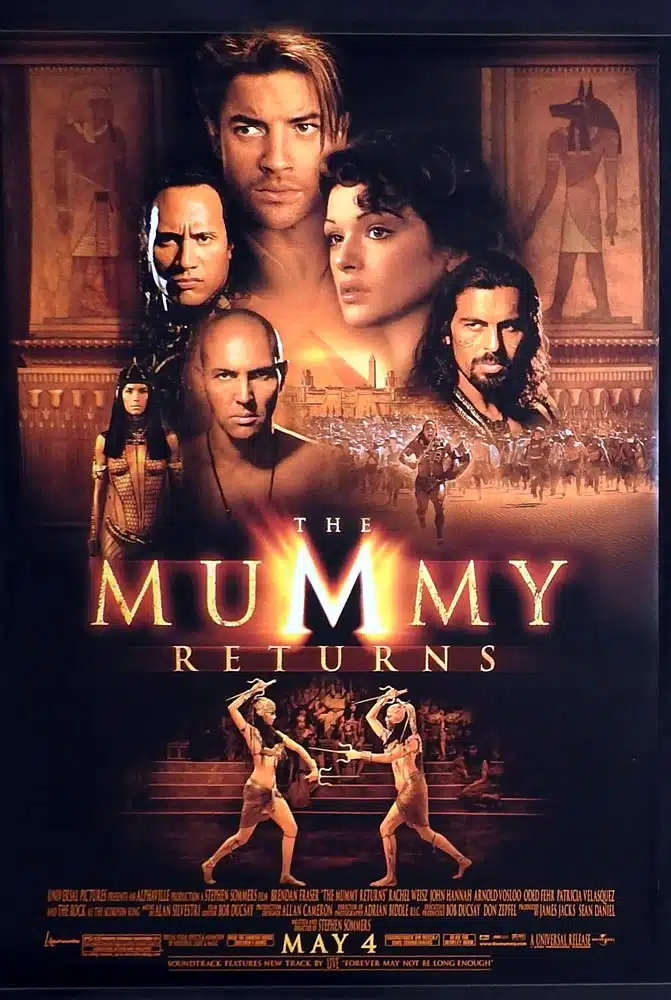 THE MUMMY RETURNS Original DS US One Sheet Movie Poster Brendan Fraser Rachel Weisz John Hannah