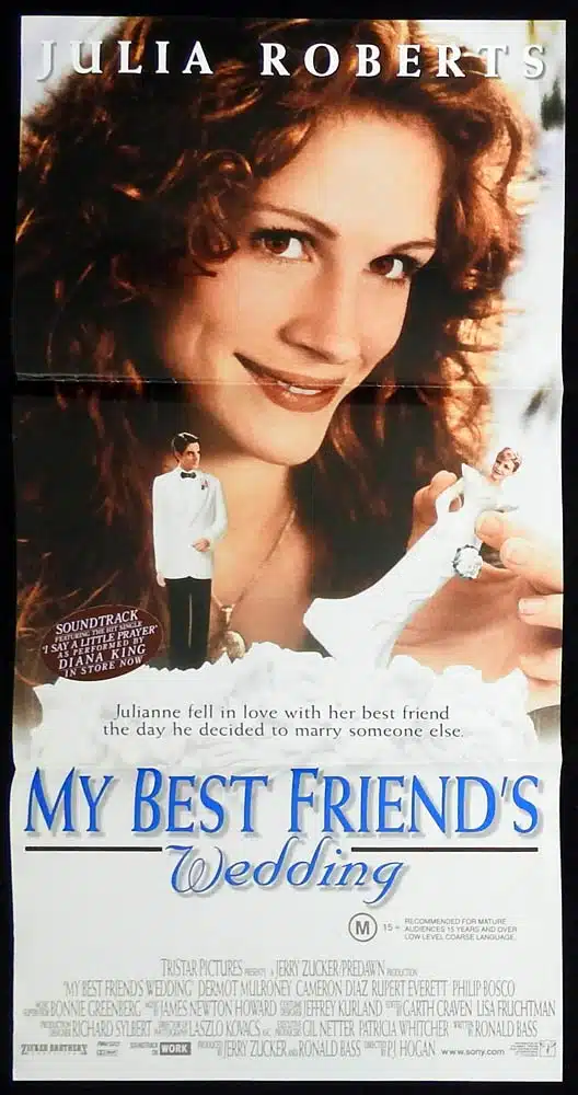 MY BEST FRIEND’S WEDDING Original Daybill Movie Poster Julia Roberts Dermot Mulroney Cameron Diaz