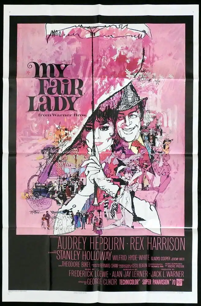 MY FAIR LADY Original US One Sheet Movie Poster Audrey Hepburn Rex Harrison Stanley Holloway