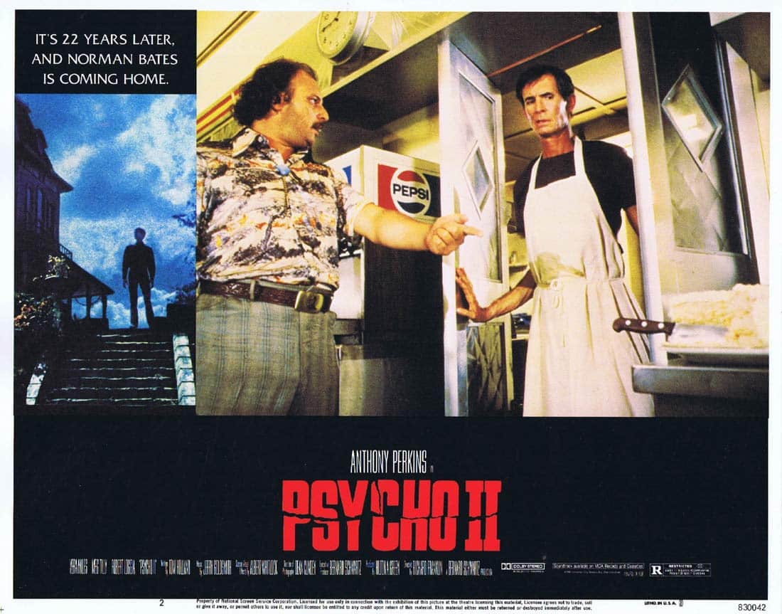 PSYCHO II Original Lobby Card 2 Anthony Perkins as Norman Bates Vera Miles