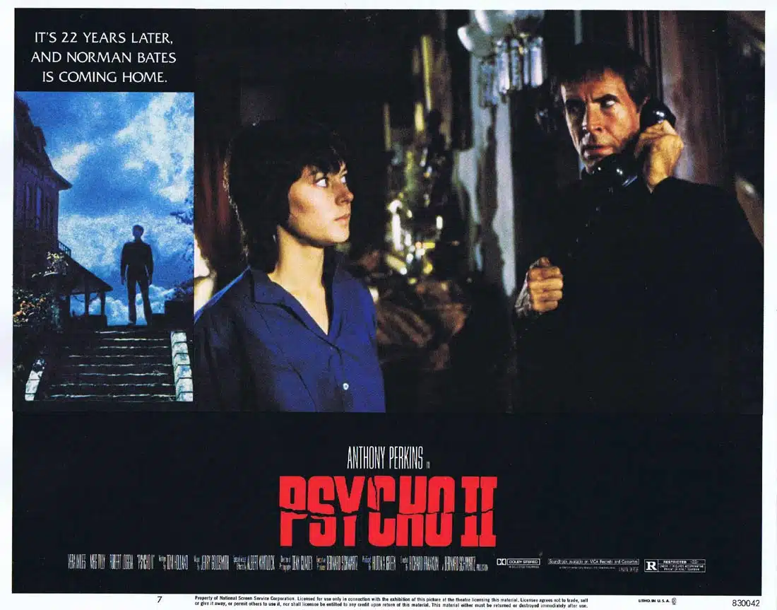 PSYCHO II Original Lobby Card 7 Anthony Perkins as Norman Bates Vera Miles