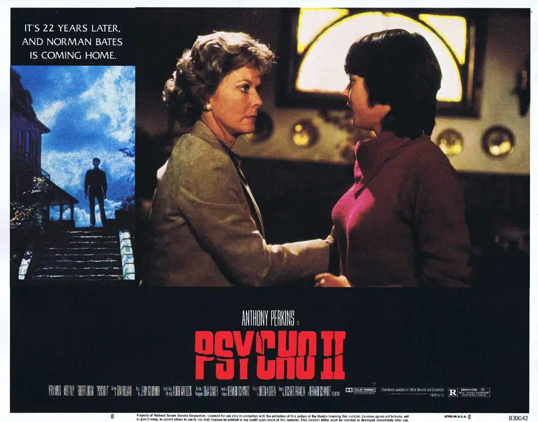 PSYCHO II Original Lobby Card 8 Anthony Perkins as Norman Bates Vera Miles