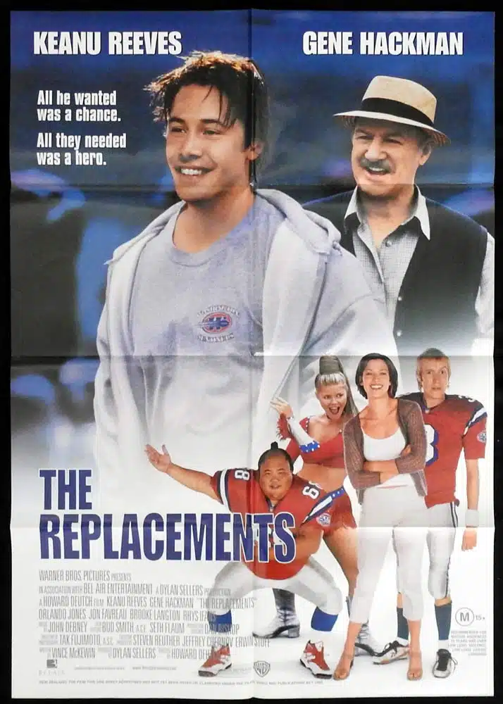 THE REPLACEMENTS Original One Sheet Movie Poster Keanu Reeves Gene Hackman Orlando Jones