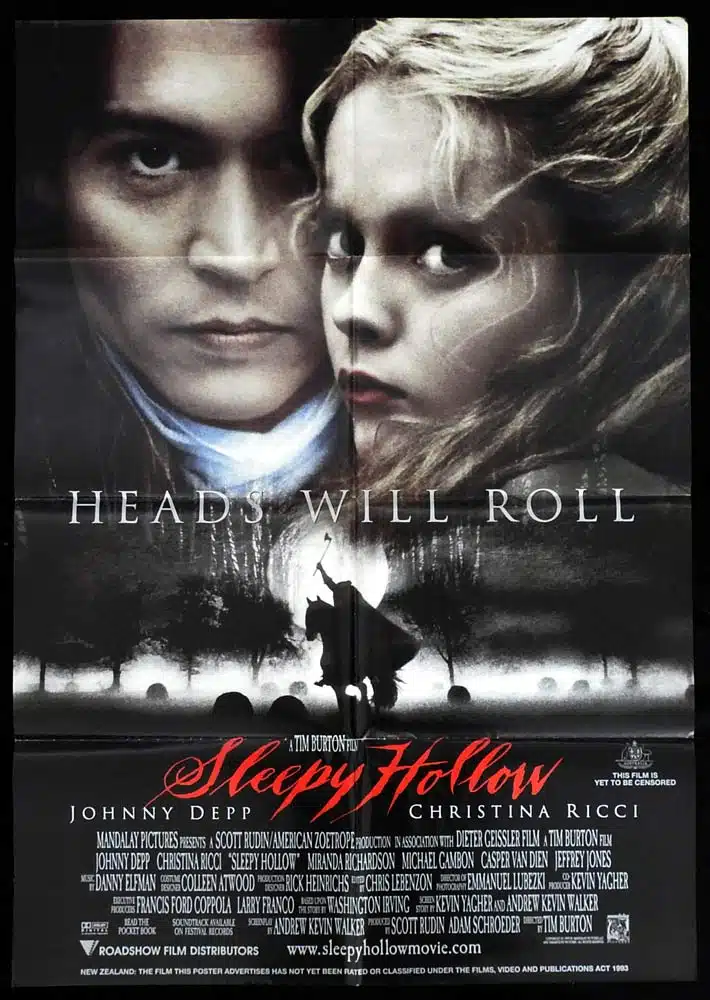 SLEEPY HOLLOW Original One Sheet Movie Poster Johnny Depp Christina Ricci Tim Burton