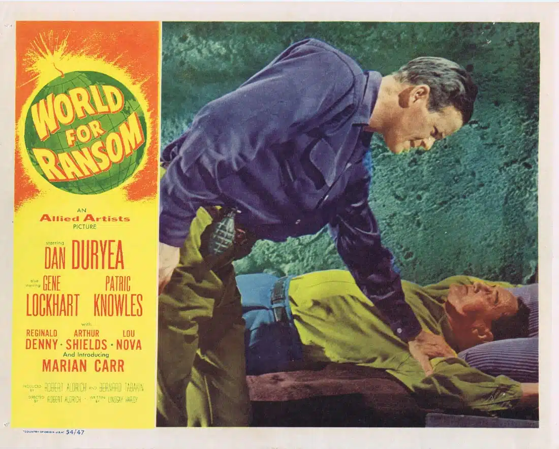WORLD FOR RANSOM Original Lobby Card 2 Dan Duryea Gene Lockhart Film Noir